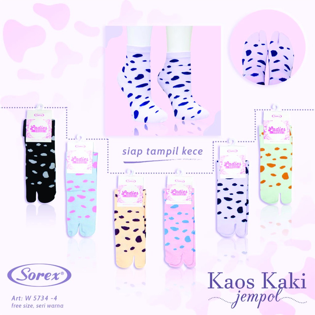Kaos Kaki Wanita 1 set isi 3 pasang Sorex W 5734-4 / Ladies Socks Jempol Sneaker Semata Kaki W5734-4