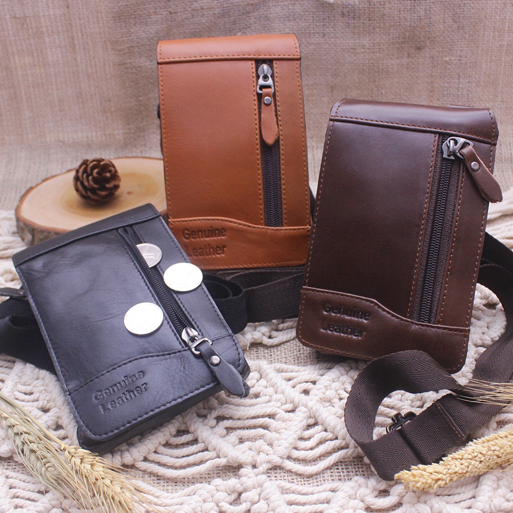 Tas Pinggang Gadget HP KULIT SAPI ASLI + Tas Pinggang Pria