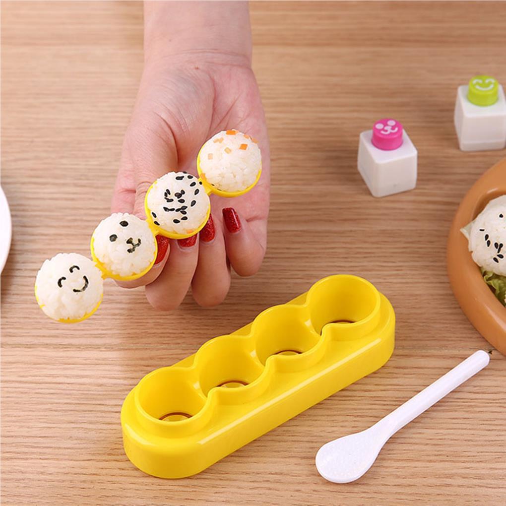 Bakery Mini Rice Ball Cetakan PP Aluminium Reusable 4-rongga Bulat Riceball Mini Mold Maker Alat Masak Gadget Dapur