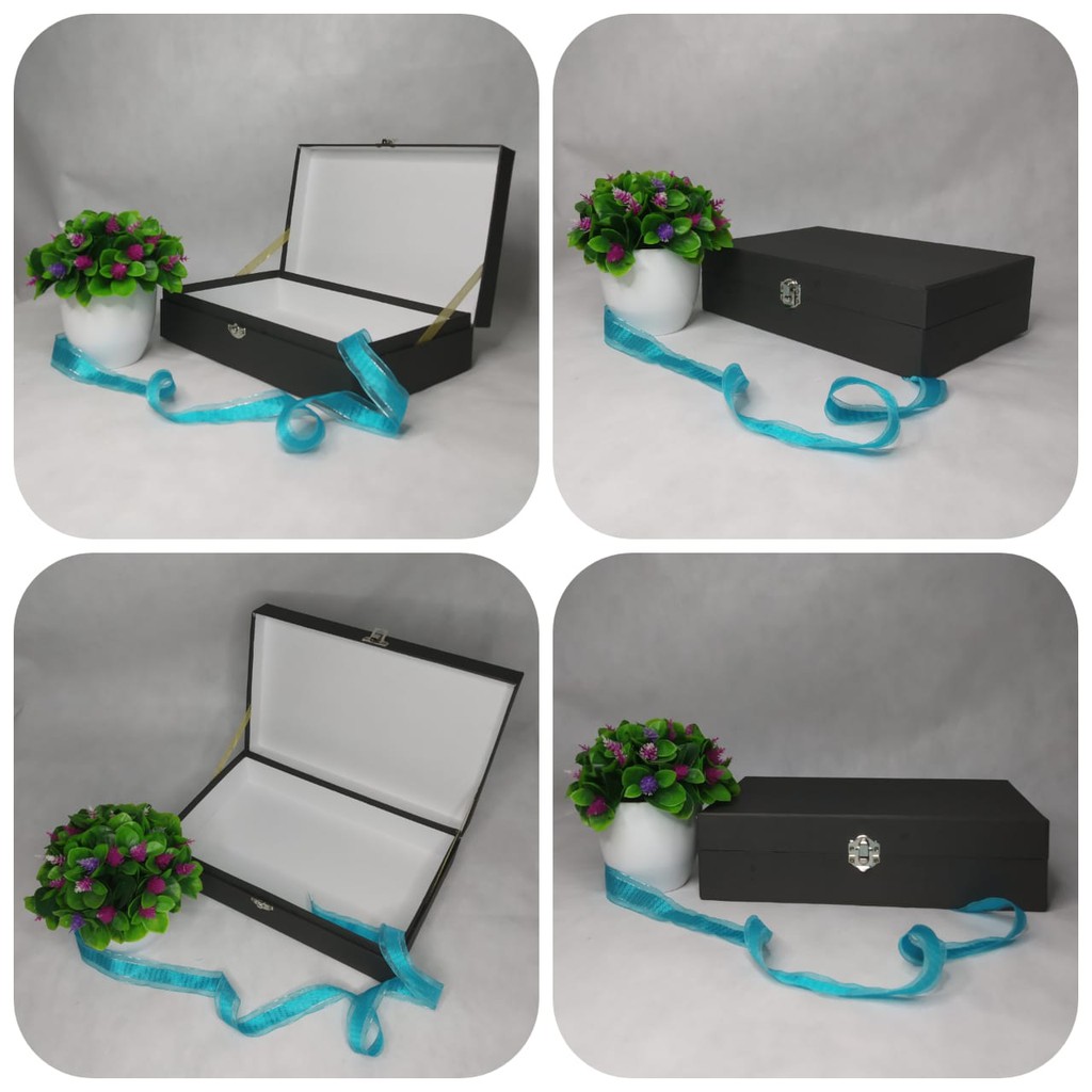 

Hardbox / Kotak Kado Model Koper kancing "Hitam" 1 P.28 X L.18 X T.7