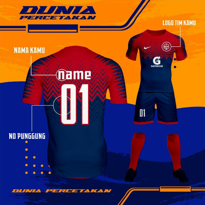 kaos futsal setelan plus celana...kaos jersey custom desain bebas