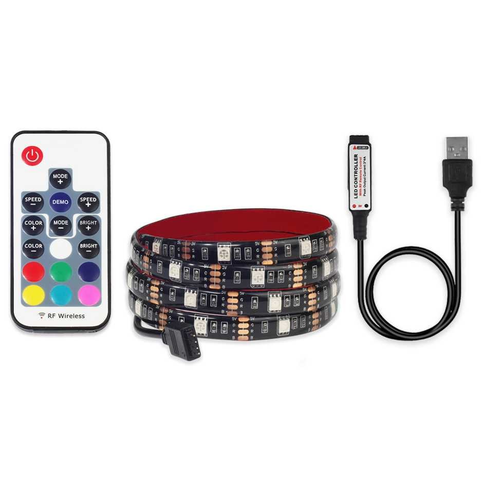 Lampu Led Strip 5050 RGB & Remot Kontrol 1M Lampu Meja PC CPU Desktop