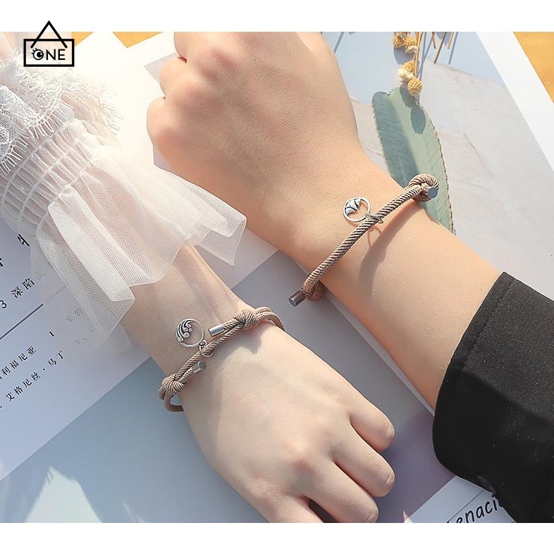 【A.one❤️COD】2 Pcs Gelang Couple Magnet Tali Unisex Yang Dapat Gelang Disesuaikan Korea Persahabatan Wanita Pria hadiah