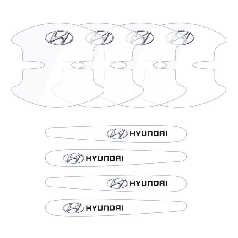 8pcs Stiker Film Pelindung Gagang Pintu Mobil Transparan Untuk Hyundai Matrix Getz Accent I10 I30 Ix25 IX35 Tucson Elantra