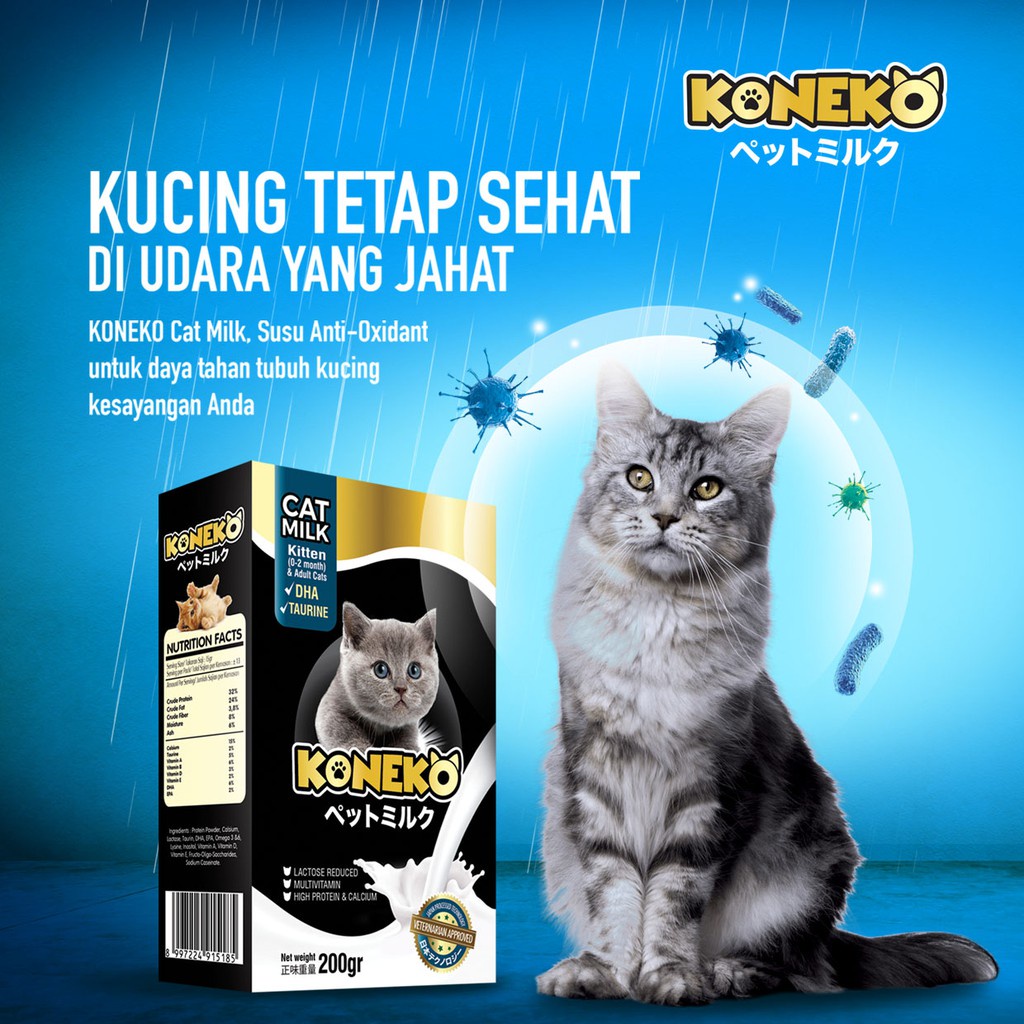 KONEKO Sachet 20 Gram Susu Kucing Cat Milk Kolostrum Kucing DHA Milk Replacer per SACHET