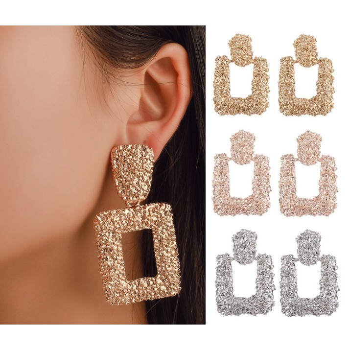 Anting Panjang Gantung DROP Korea Fashion Earrings Women Geometric Metal Earing Giwang Korkean Style