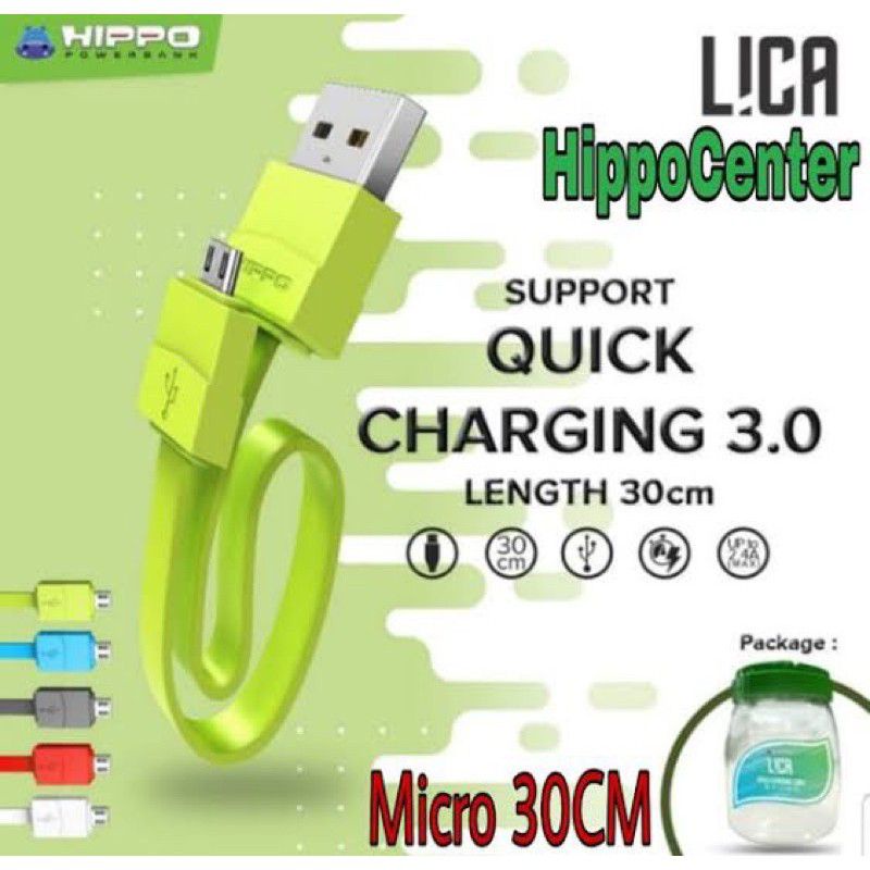 KABEL DATA HIPPO MICRO USB 30CM 2.4A QUICK CHARGING