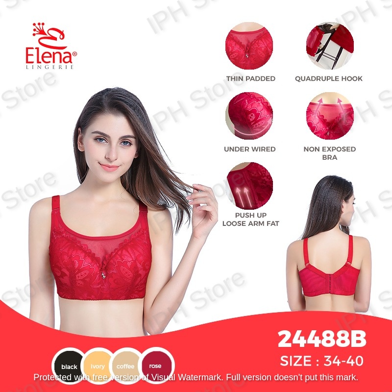 Bra / BH Elena 24488B (Busa Tipis, Pakai Kawat, Bisa Lepas Tali, Kait 4)