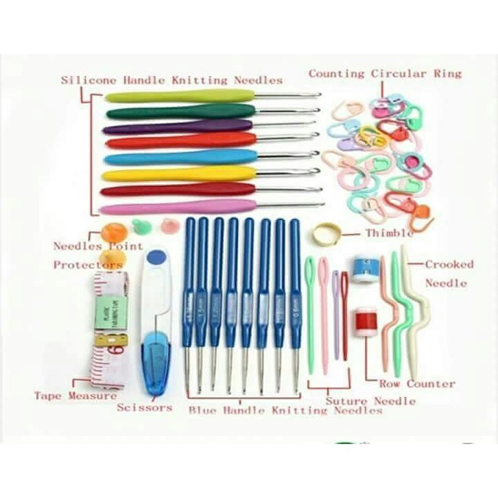 Jual Alat Rajut Set / Hakpen Set / Perlengkapan Rajut Set / Jarum Rajut ...