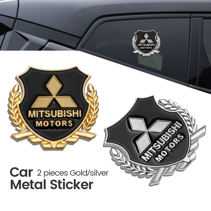 2 Pcs Sticker Decal Fender Samping Mobil Mitsubishi Bahan Logam Motif Tulisan ASX Lancer Pajero Outlander 3D