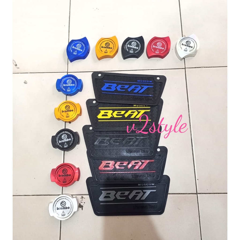 PAKET 2 IN1 MUDFLAP BEAT KARBU KARBON+TUTUP CAP M1 M2 VARIASI HONDA WARNA MUDFLAP KOLONG SPAKBOR PENAHAN LUMPUR VARIASI WARNA MERAH BIRU GOLD SILVER HITAM