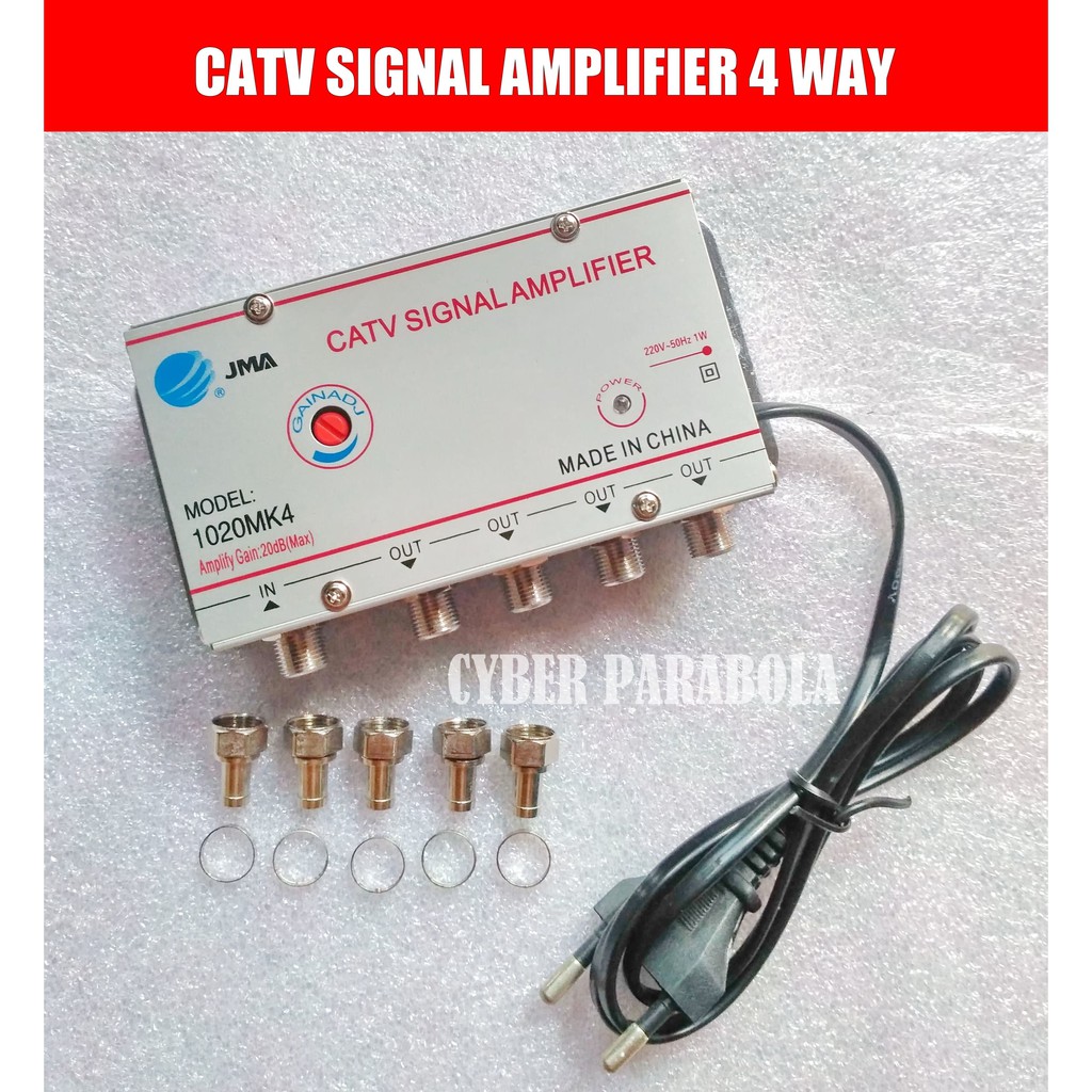 Penguat Sinyal TV Kabel CATV Amplifier 4 way splitter Boster