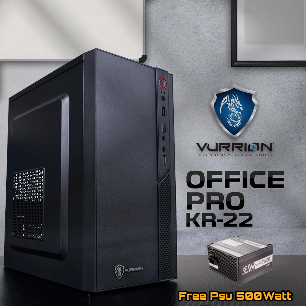 Casing Office Pro KR 22 Vurrion Free Include PSU 500Watt Case Casing Standard Micro Atx Matx Resmi