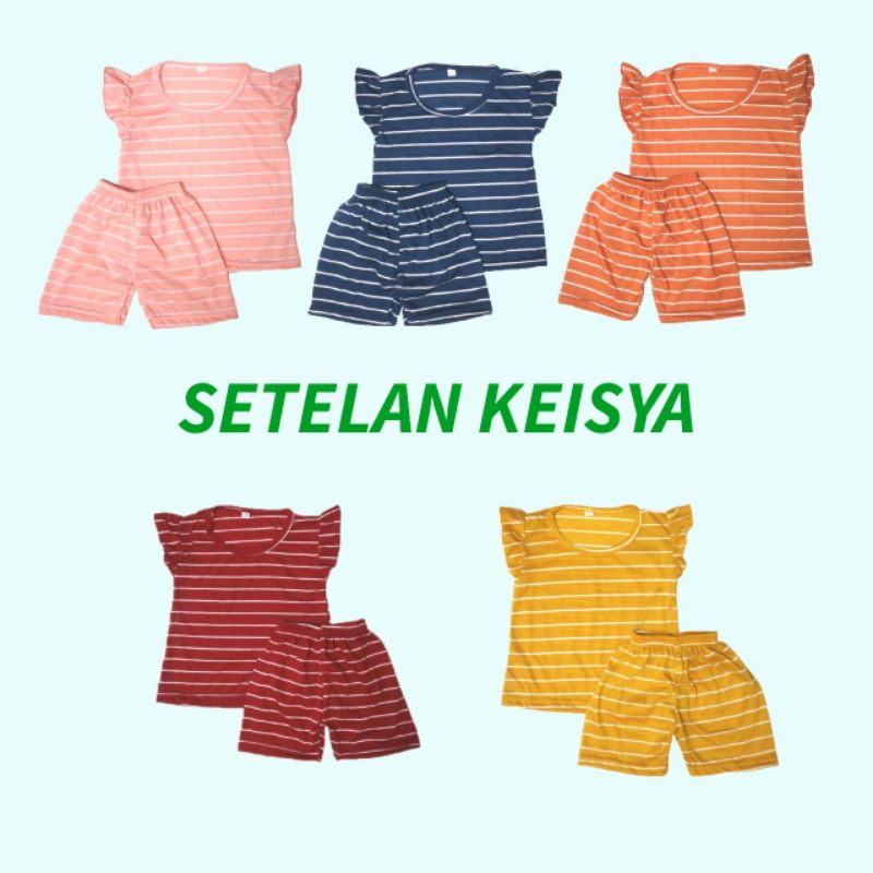 SETELAN ANAK CEWEK KEISYA / SET KEISYA / BAHAN SALUR SPANDEX