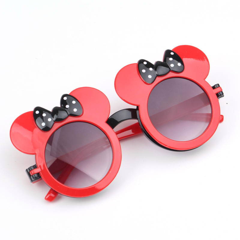 Kacamata Anak Perempuan Sunglasses Mickey Double Lens Miki Mouse Lucu Dua Lensa Hitam Putih Buka-Merah Hitam