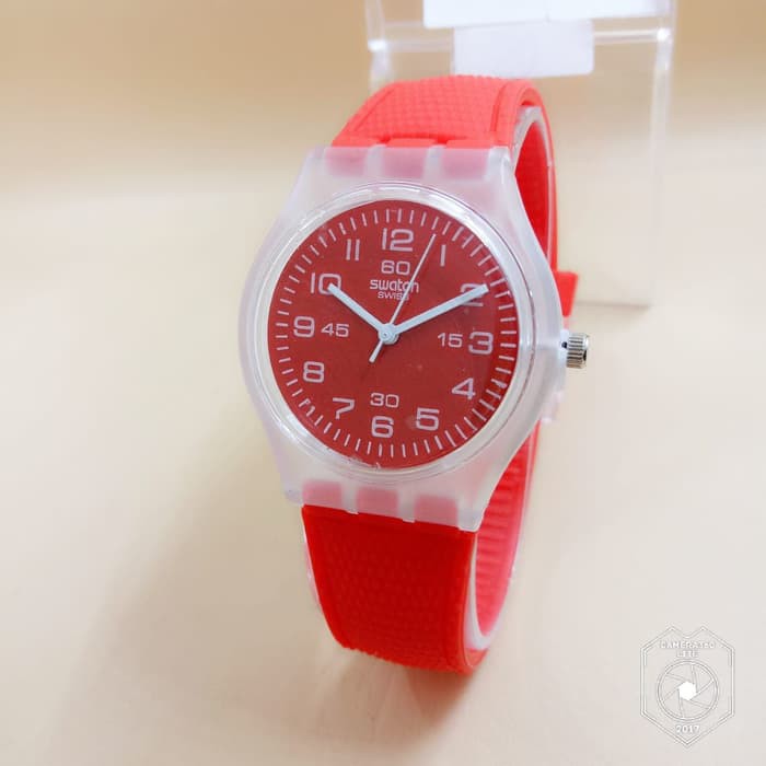 PROMO TERMURAH JAM TANGAN ANAK SWATCH RUBBER MERAH