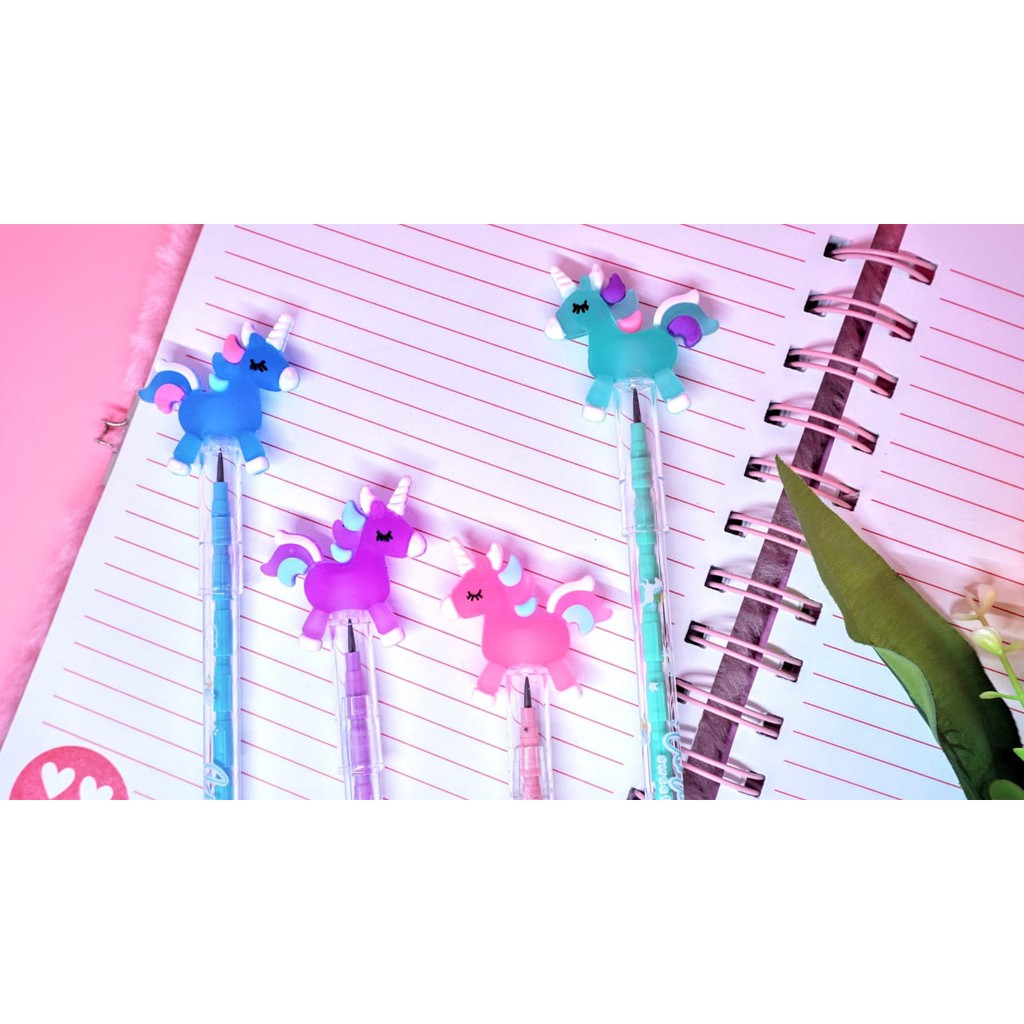 PENSIL UNICORN NEON PENSIL SUSUN PENSIL BENSIA DAPAT DIISI ULANG