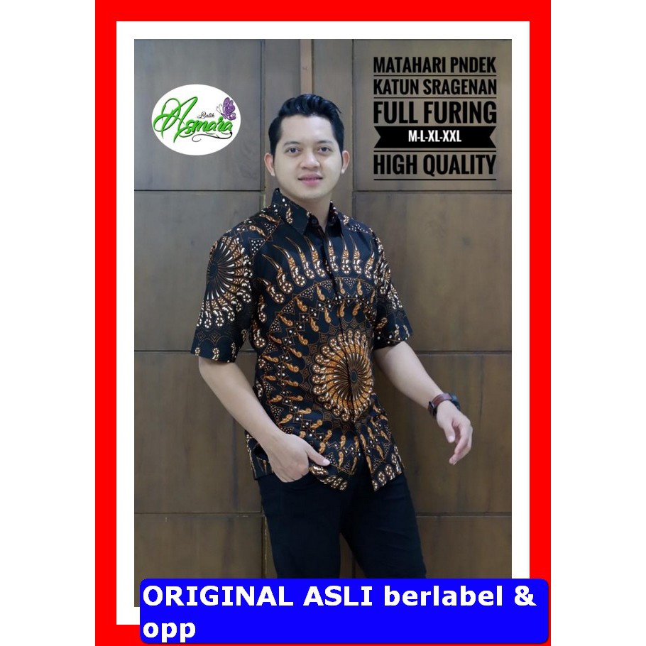 PROMO BATIK PREMIUM MODERN KEMEJA BATIK SOLO Lengan Pendek Lapis Furing Asmara Matahari Nogo Sosro C