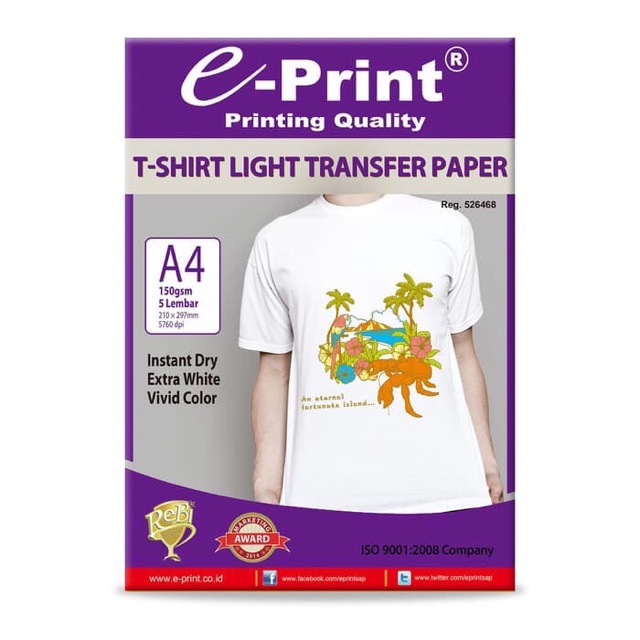 E-print transfer paper print di kaos