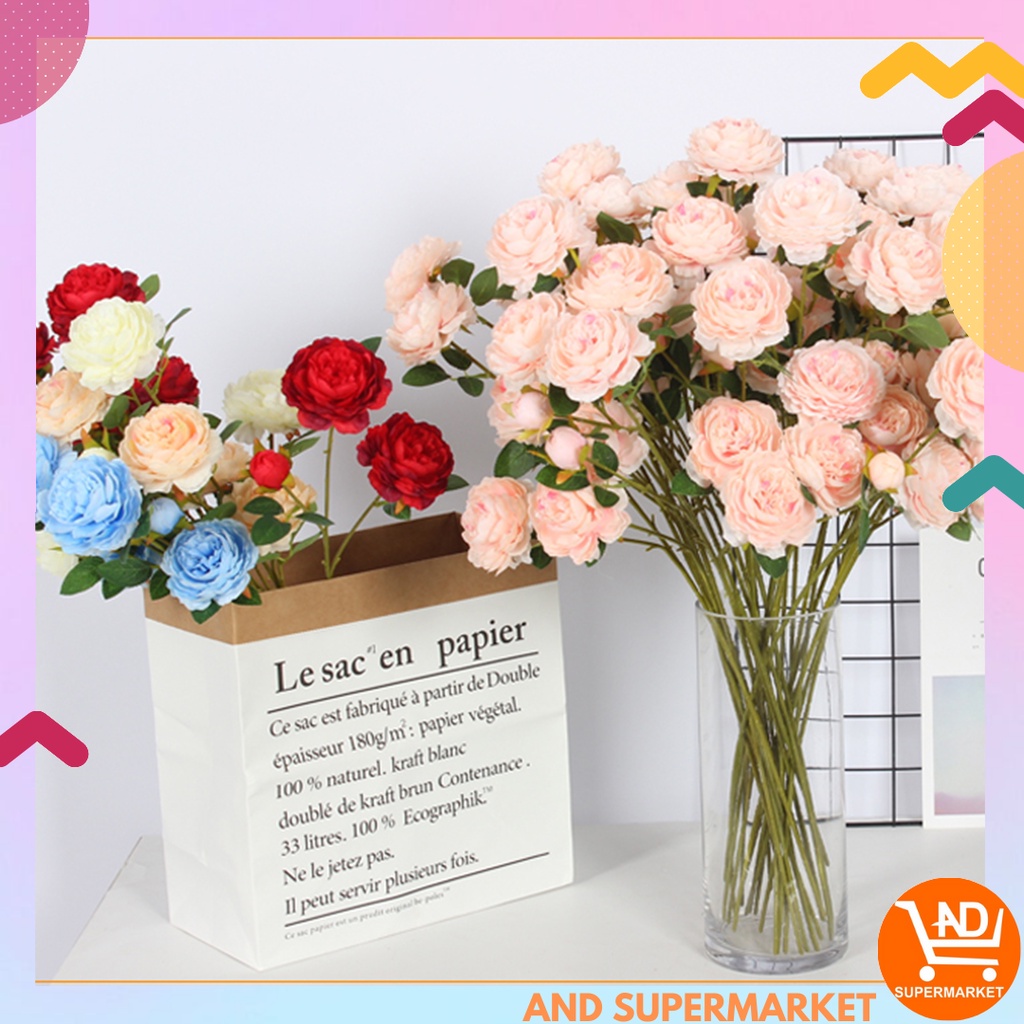 Bunga Mawar Hias Tangkai Satuan Bouquet Artificial Flowers Cantik Dekorasi Ruangan Cantik PBP70