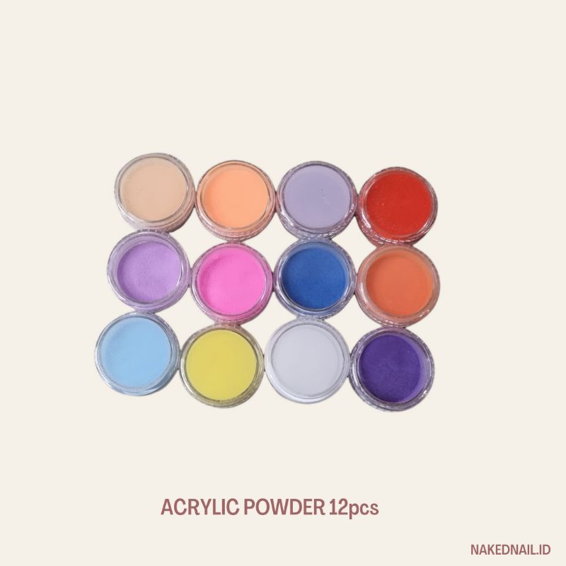 Acrylic powder 12 warna set nail art 3D colors acrylic powder / bubuk akrilik 3d / akrilik powder