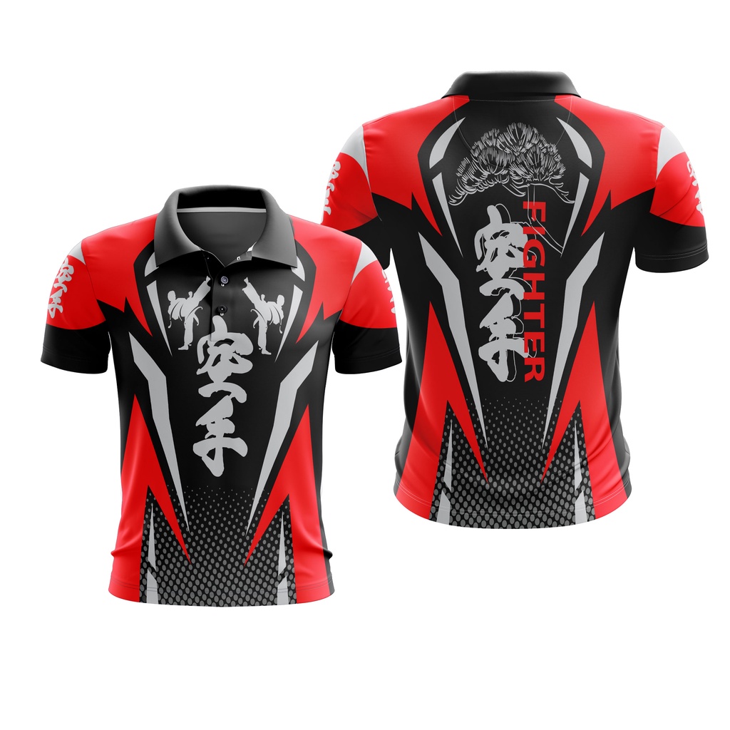 Baju Kaos Jersey Karate Polo Free Custom Name + Nomor Full Printing Dewasa Pria Wanita 02