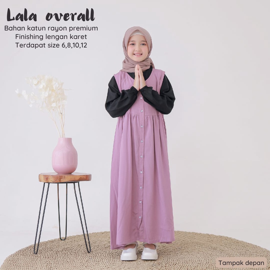 New-Busana Muslimah Anak/Gamis Anak Polos - Lala Overall Kids - Bahan Katun Rayon Premium-Bisa COD