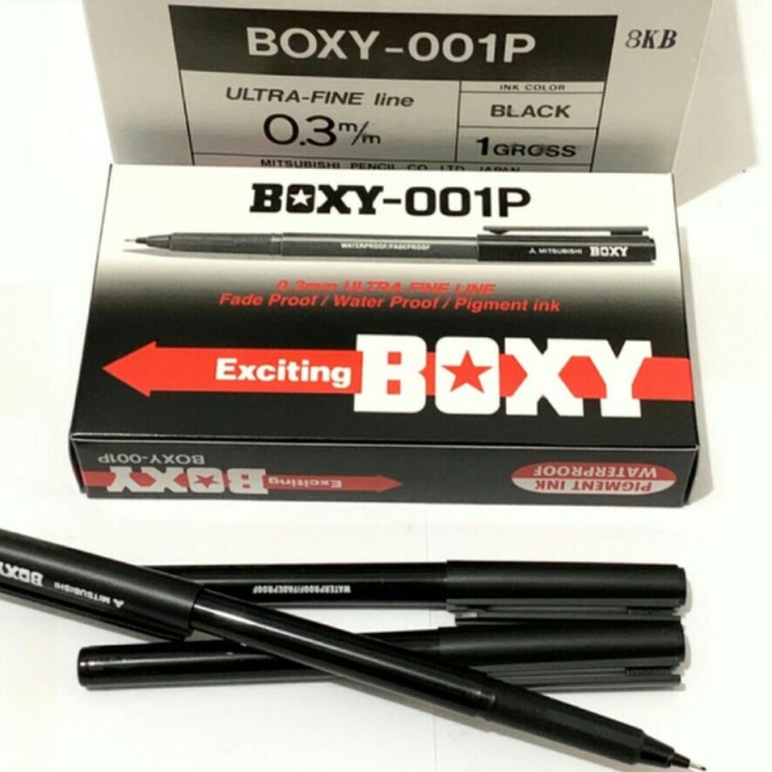 Pulpen Boxy Hitam / Balpoint Boxy Warna Hitam