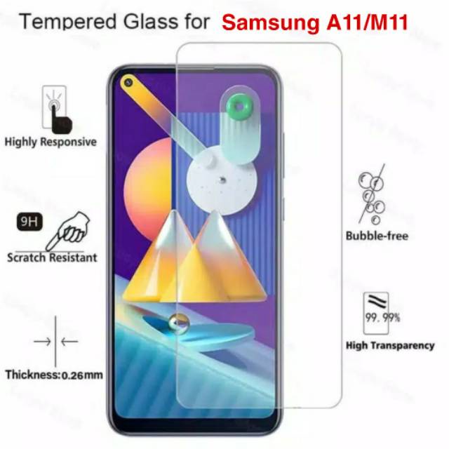 Samsung Galaxy A11 M11 Tempered Glass Kaca Bening 9H Anti Gores TG Samsung A11 M11