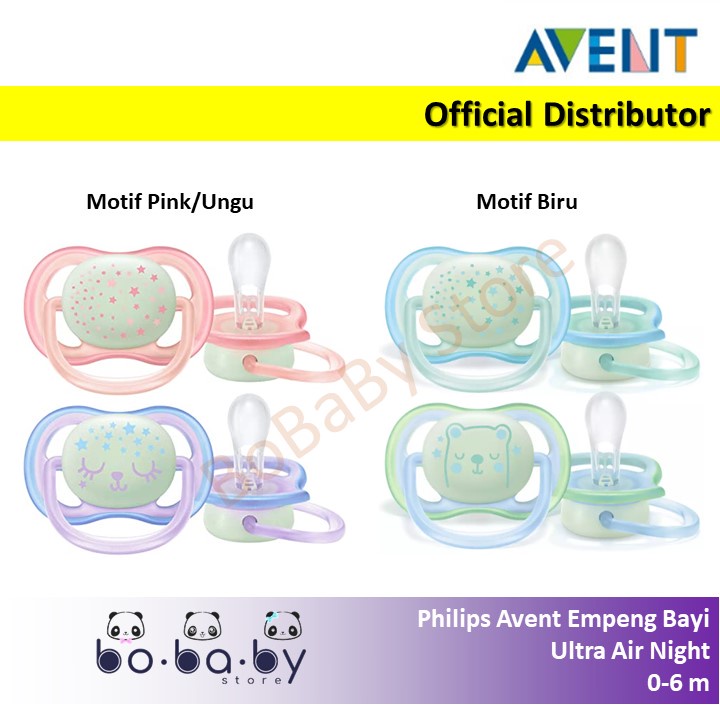 Empeng Avent Ultra Air Night 0-6 Bulan Glow In the Dark