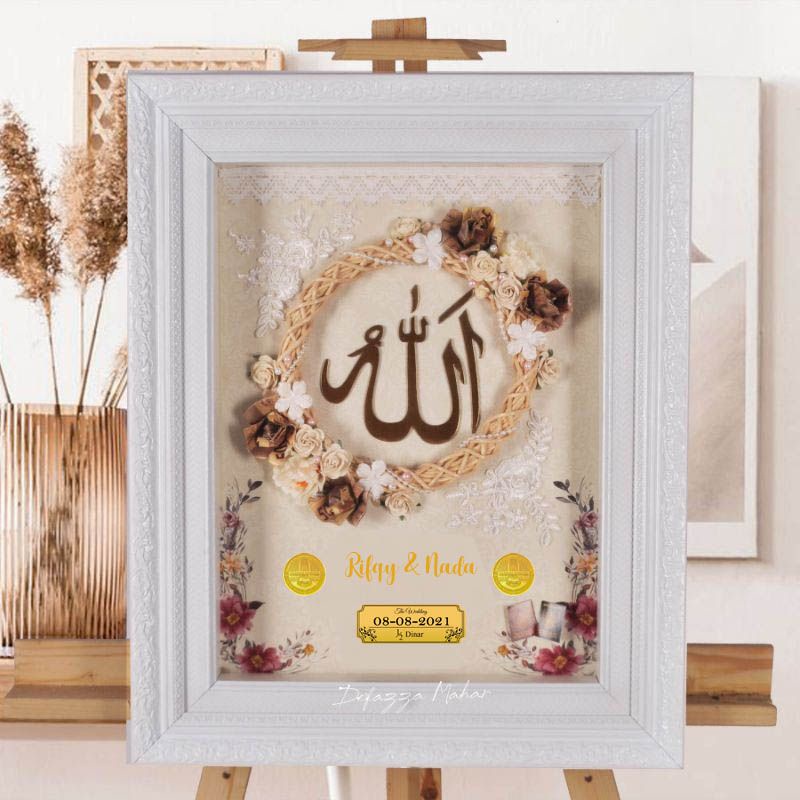 Mahar rotan /mahar akrilik / mahar pernikahan bingkai / mahar dinar