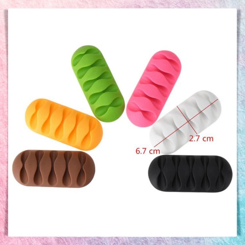 Penjepit Kabel Charger HP USB Headset Earphone Gadget Klip Kabel Organizer Tempel Clip Holder 5 Slot