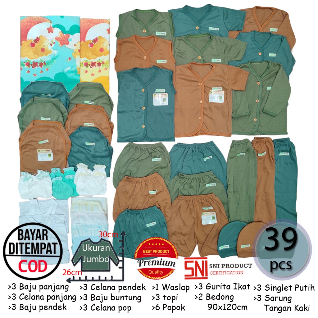 39 pcs Setelan Lengkap Baju Bayi Celana Bayi Baru Lahir Paket Lahiran Murah 0-6 bulan Size Jumbo L Gift Set Newborn Laki Perempuan Kado Lahiran Murah