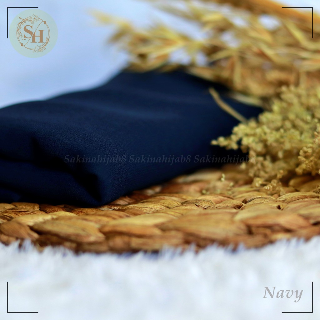 PROMO Pashmina Ceruty Babydoll 200x75 cm jahit tepi CHAPTER1-Navy