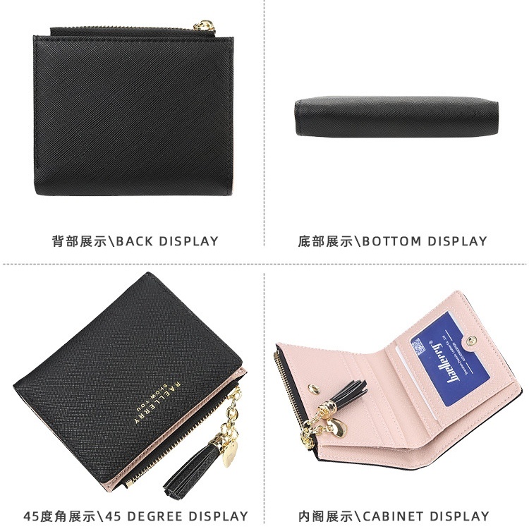 DOMPET LIPAT WANITA BAELLERRY ORIGINAL KECIL KULIT WA493B5 HELGA HITAM MINI TIPIS PENDEK SLOT KARTU UANG KOIN IMPORT KOREA REMAJA KEKINIAN PREMIUM BATAM BRANDED