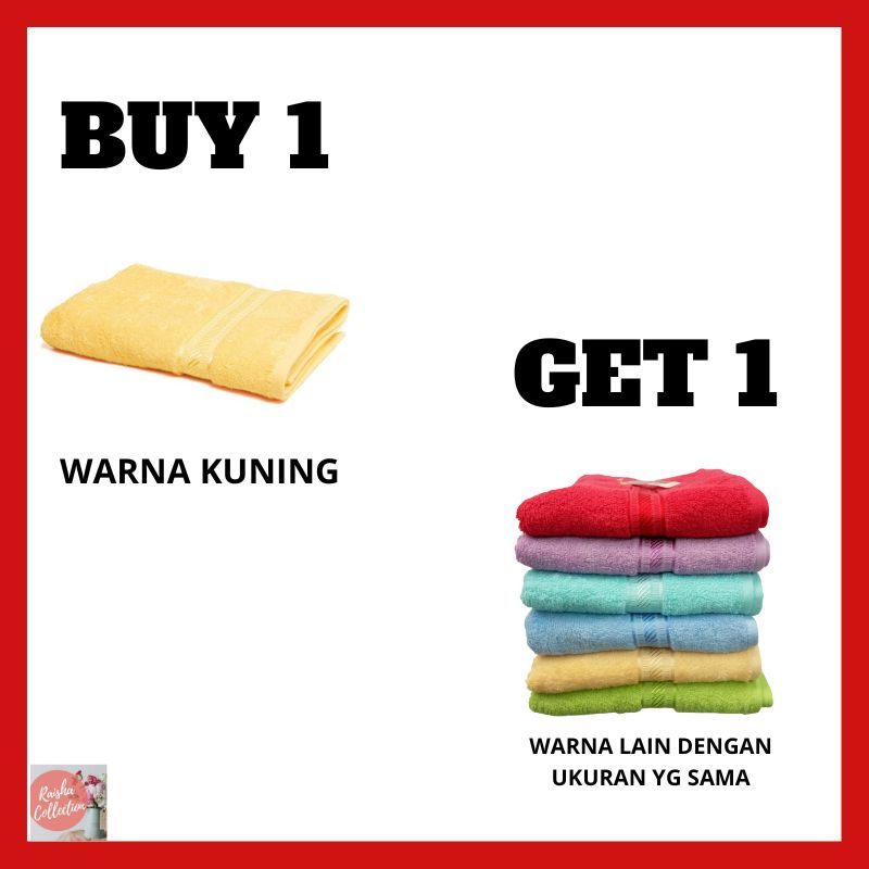 PROMO BELI HANDUK MERAH PUTIH UKURAN 70×135  WARNA KUNING FREE SATU (DAPAT 2)