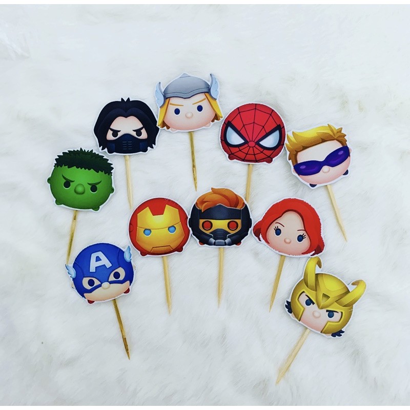 Tsum Tsum Avengers Cupcake Topper Birthday / Hiasan Cupcake Birthday