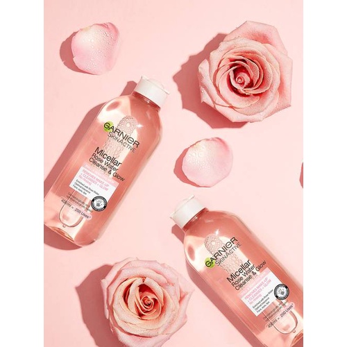 Garnier Micellar Cleansing Water Pink | Blue Biru | Rose Water | Vitamin C | Biphase 125ml 50ml