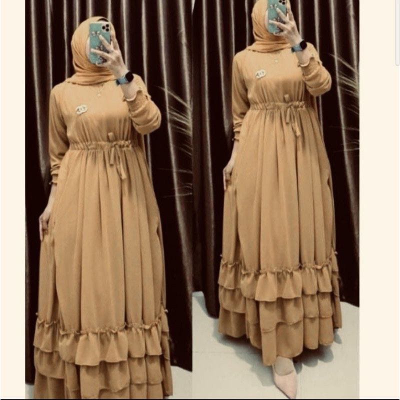 Gamis ceruty polos DEWASA MAYUNG UMPAK BAWAH full furing