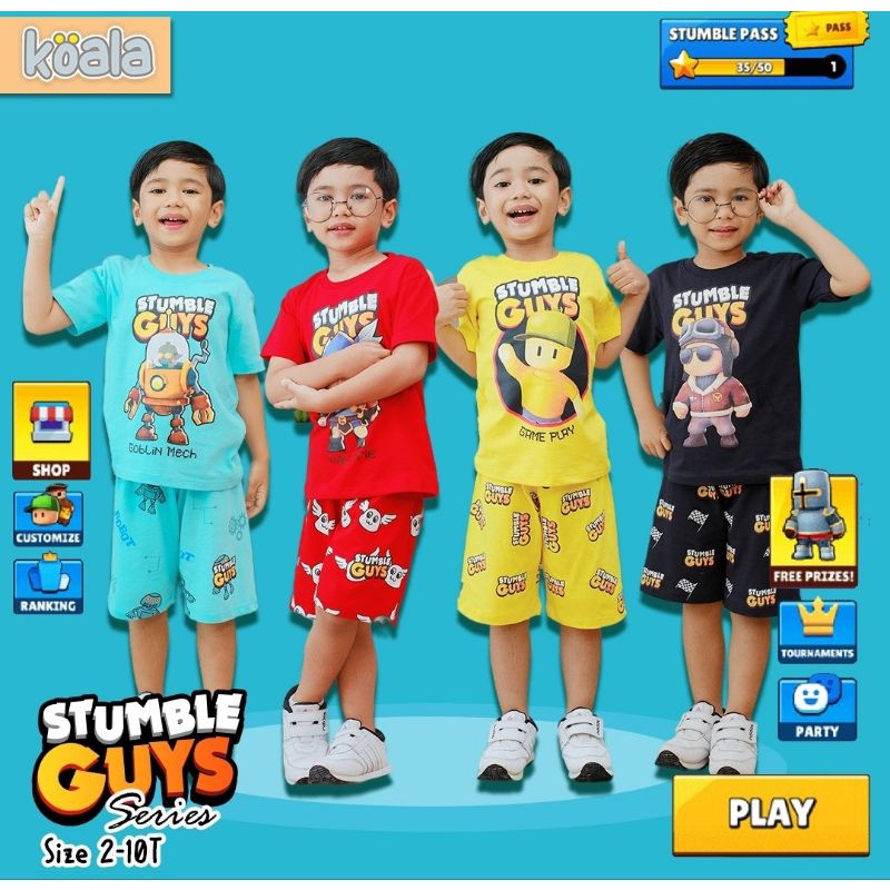 SETELAN ANAK STUMBLE GUYS EDITION 2-10T KAOS STUMBLE GUYS KOALA BY HOOLAhoop