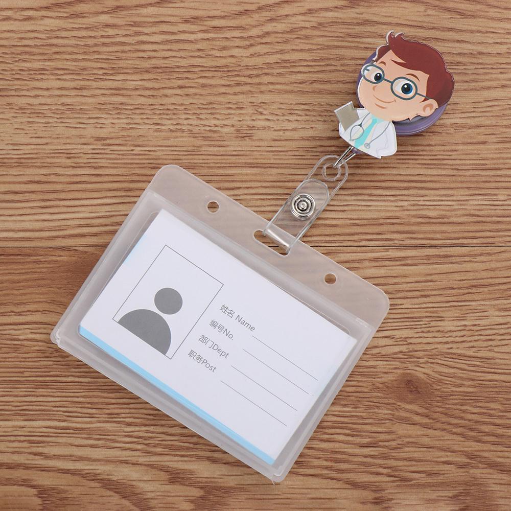 Agustinina ID Badge Holder Kartun Kartu Kerja Card Holder Klip Aluminium ID Card Ditarik Badge