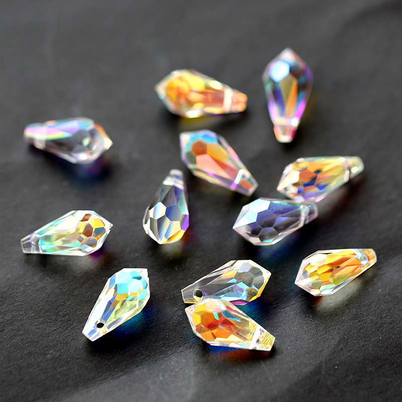 5.5x11mm, 6.5x13mm Faceted manik-manik kaca teardrop Menunjuk Kembali Manik-manik kristal Multicolor