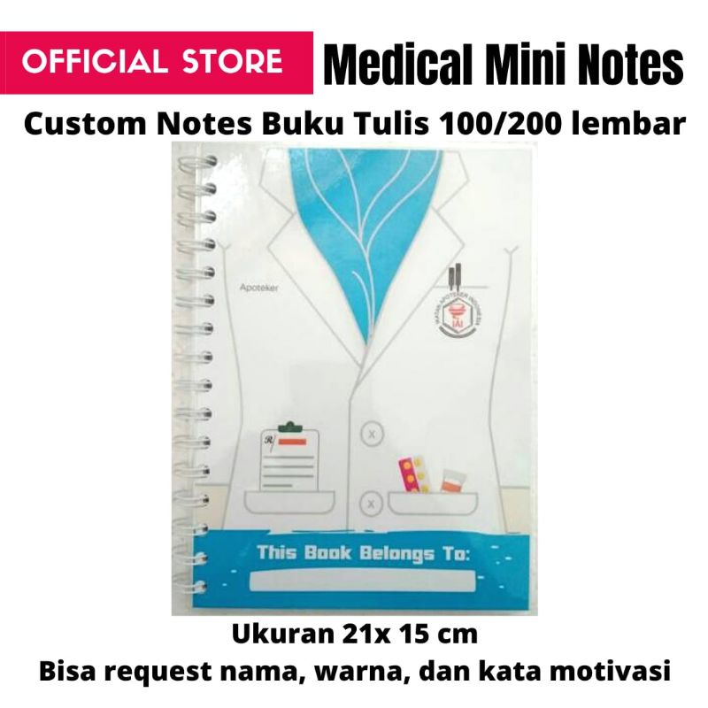 Tidak Bisa COD | Custom Notes Tenaga Medis Buku Tulis | Notes Dokter | Perawat | Bidan | Apoteker (H