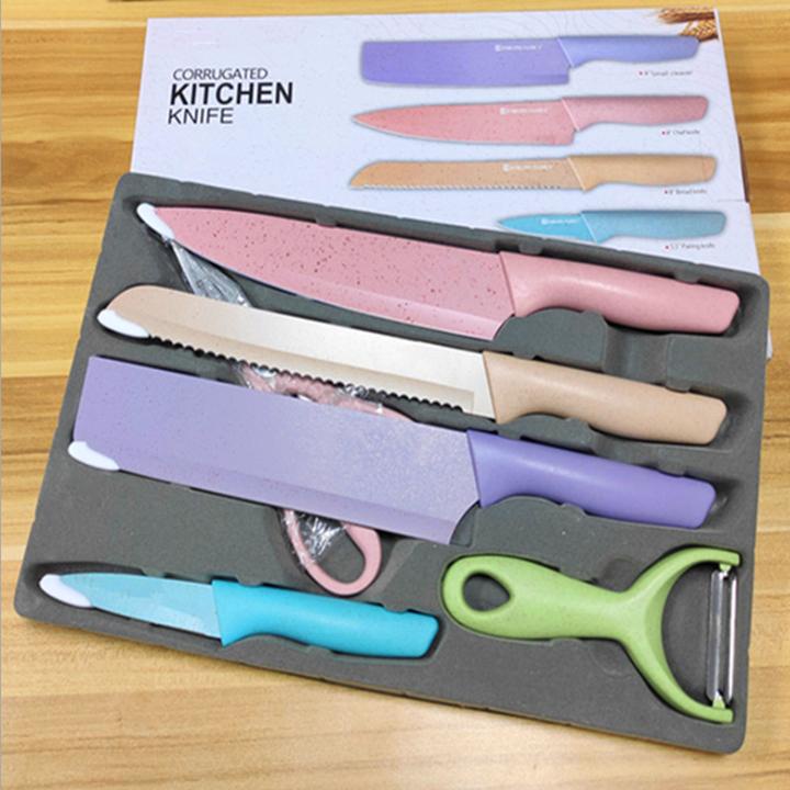 6IN1 Pisau Set EVCRIERH Stainless Dilapis Anti Lengket /Peralatan Masak Pisau pastel PISAU DAPUR| KITCHEN KNIFE SET 6 IN 1 | PISAU MACARON VIRAL