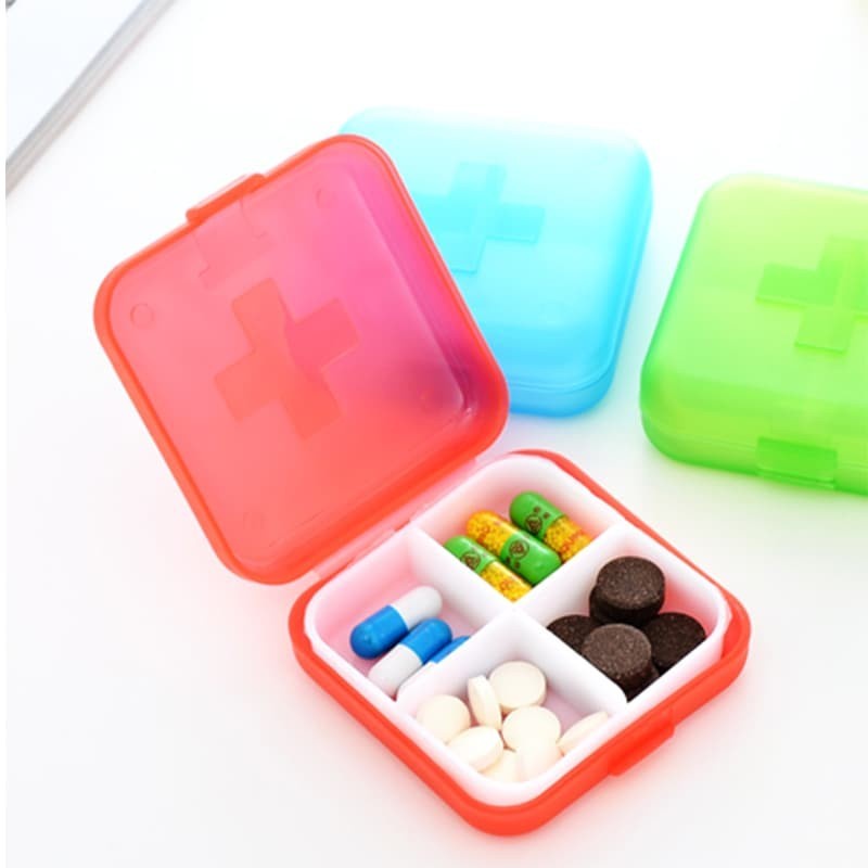 Kotak Obat Mini 4 sekat Pill Box Case Tempat Penyimpanan Obat