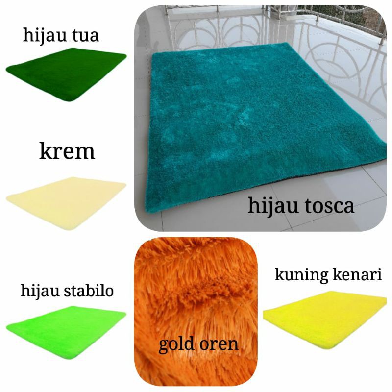 (PREMIUM) Karpet Bulu Rasfur KARINDO, isi BUSA KUNING, alas BINTIK ANTISLIP 200x150x4,5cm (PR:B28)