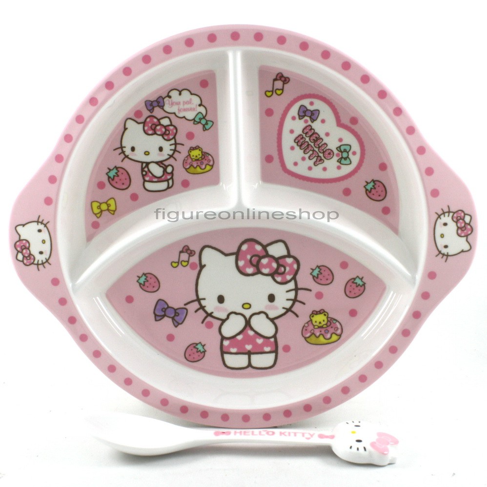 SET PIRING SEKAT-3 + SENDOK MELAMIN HELLO KITTY (MOTIF-2)