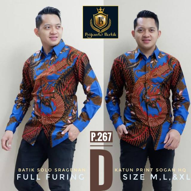 Kemeja Batik Pria Warna Biru Lengan Panjang P267