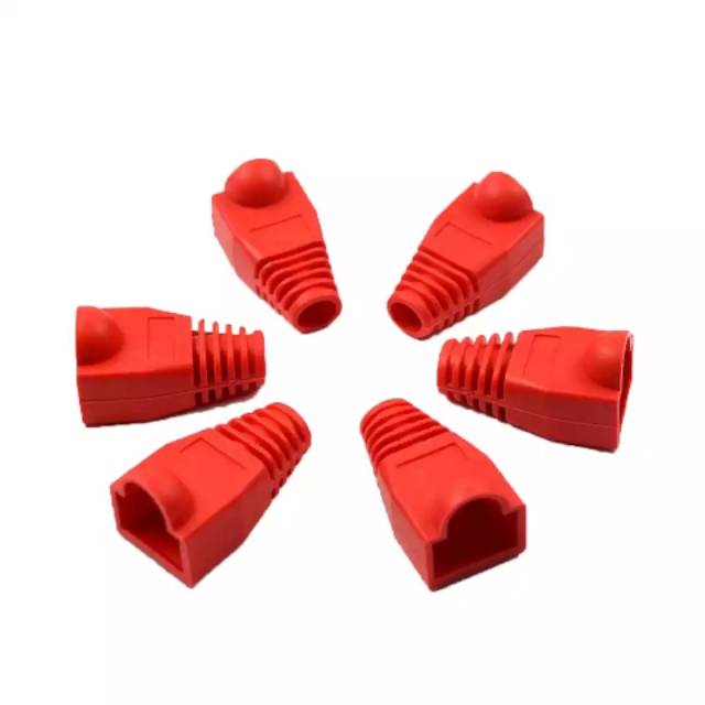 Karet Pelindung Sarung Plugboot 50Pcs Konektor RJ45 CAT5E CAT6 Warna Merah