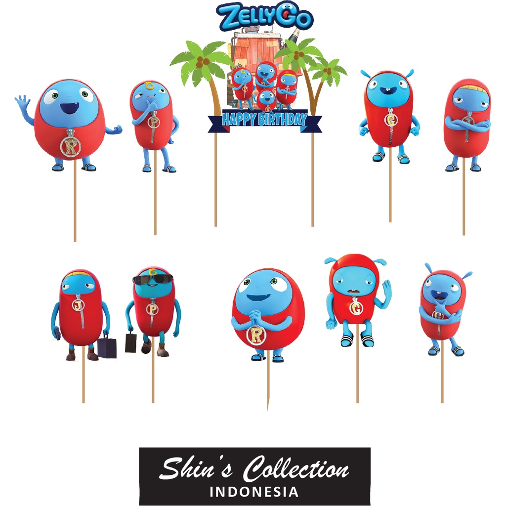 Cake topper Zelly Go New set isi 10 pc
